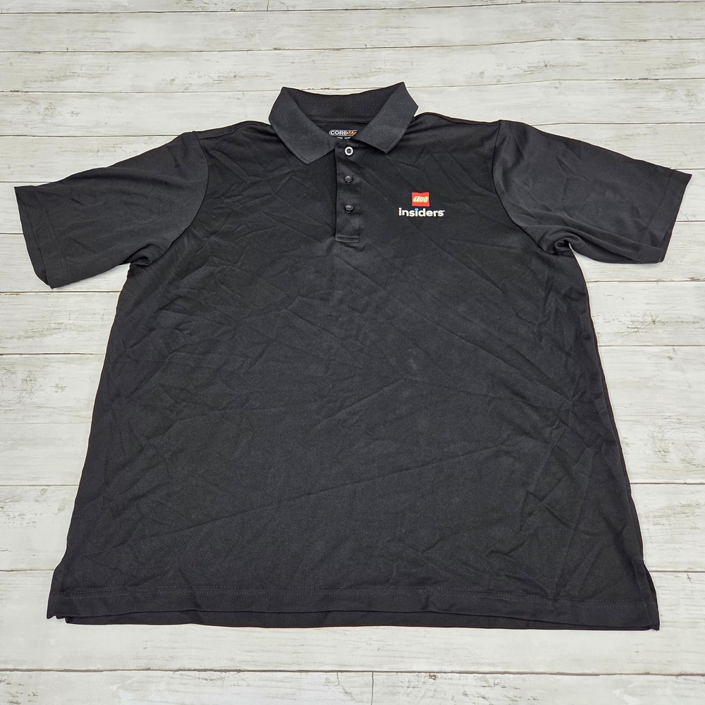 Core 365 LEGO Insiders Polo Shirt Short Sleeve Mens Large Black Logo Performance